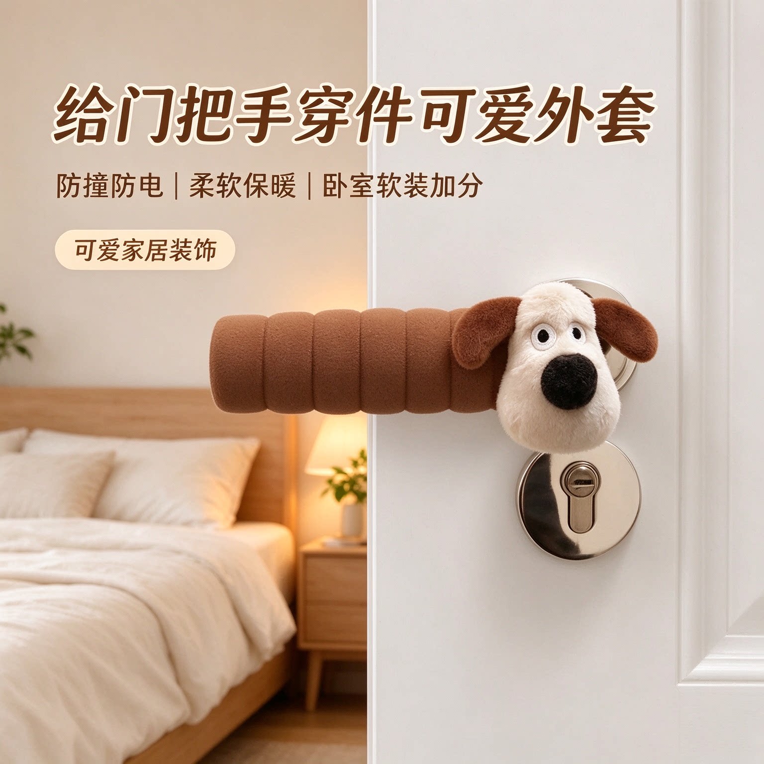 加厚防撞防静电可爱卡通门把手套