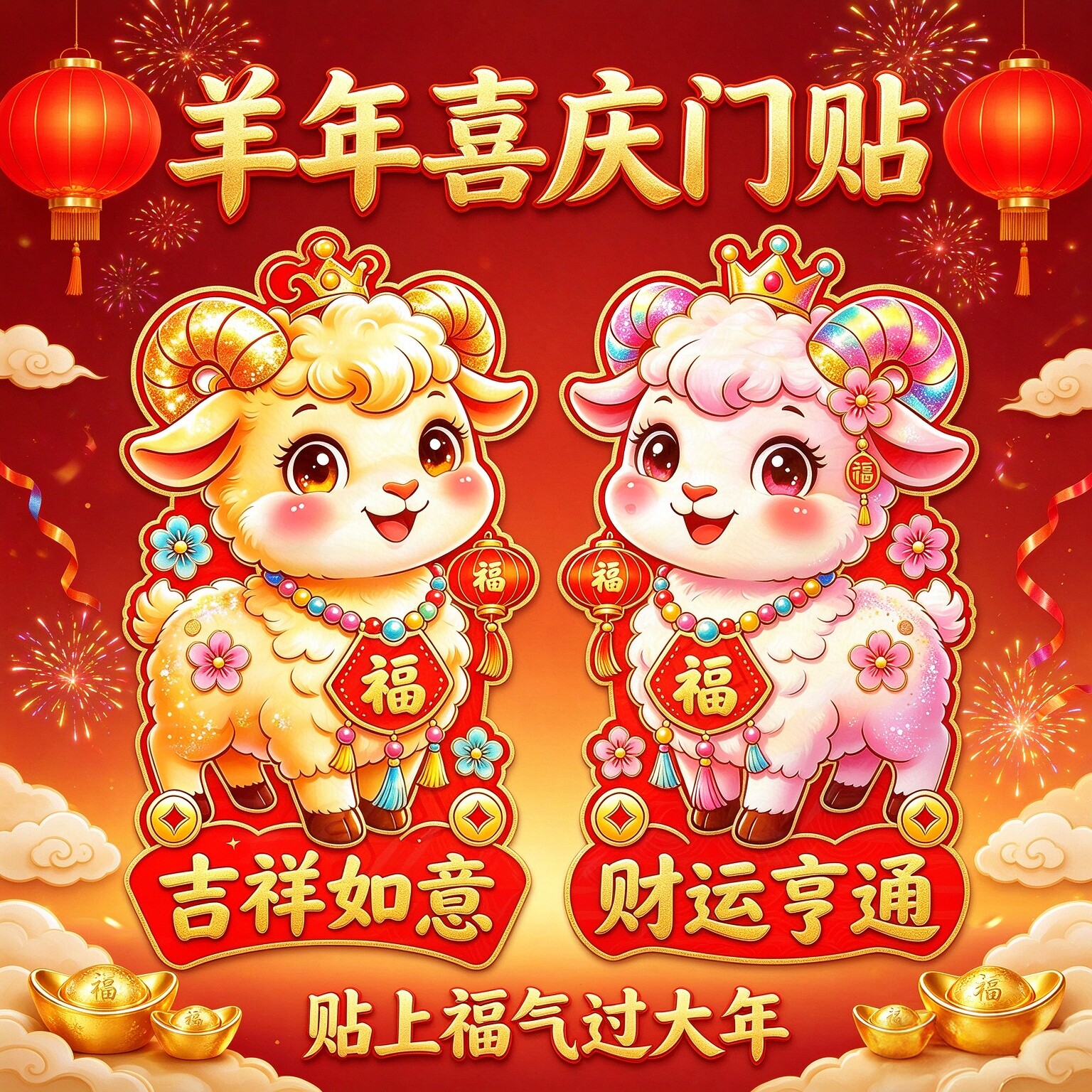 2027羊年生肖防水自粘门贴
