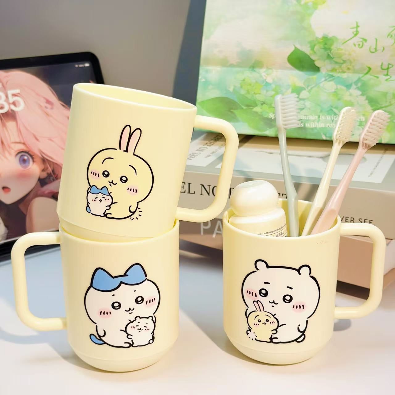 食品级防霉儿童卡通手柄洗漱杯