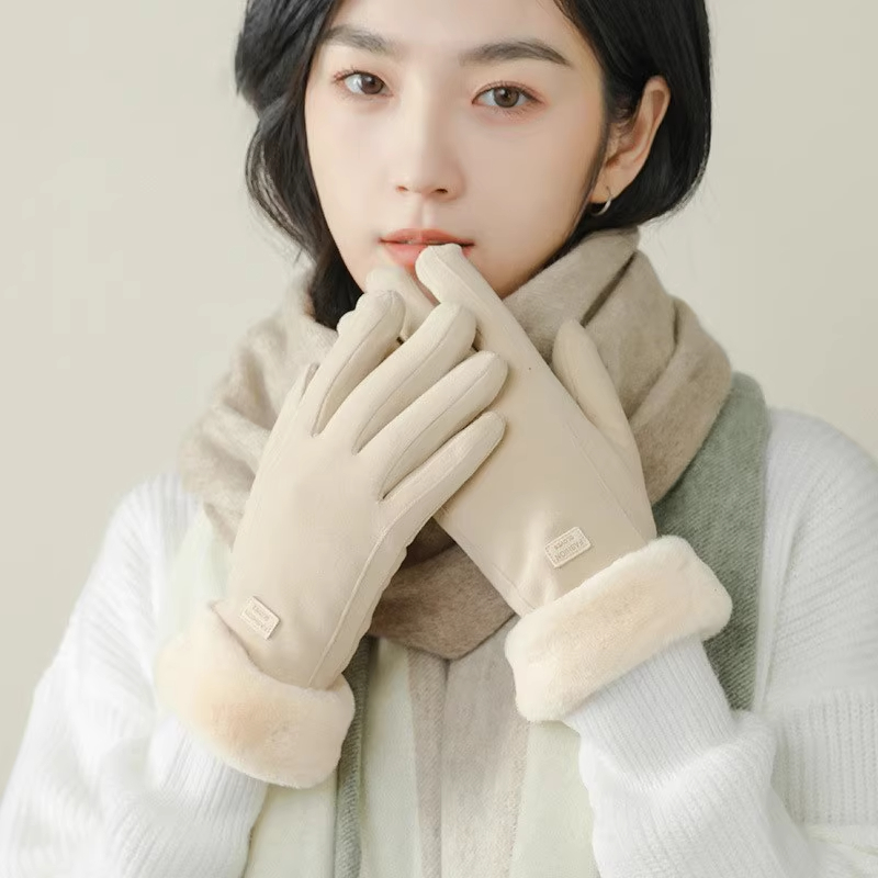 零下40度防寒德绒手套女款冬季抓绒高级加绒保暖冬天骑车防风触屏