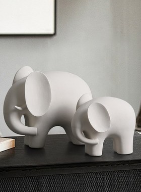 陶瓷白色大象工艺品家居饰品客厅酒柜办公室玄关装饰乔迁新居摆件