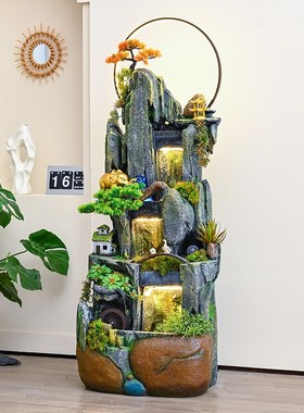 假山流水喷泉摆件循环水客厅玄关店铺开业送礼生财招财风水轮装饰