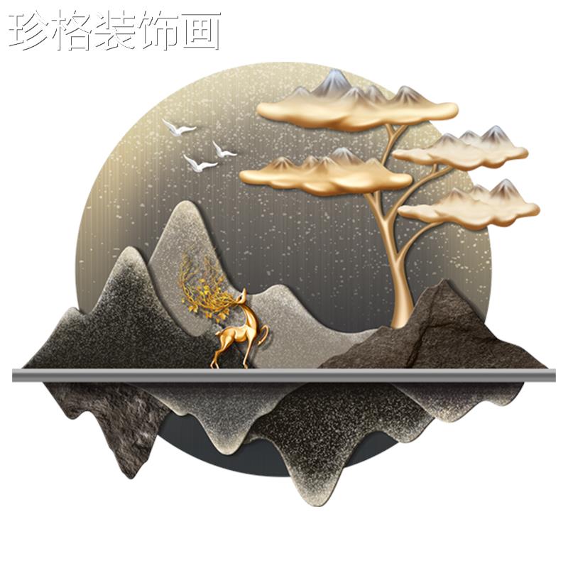 现轻入奢户玄关装饰画高正对档代门走廊过道挂画餐厅麋FXXH-000鹿图片