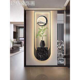 现代奢玄关装饰画大客气鱼led灯872轻画寓意好厅走九廊过道绿植挂