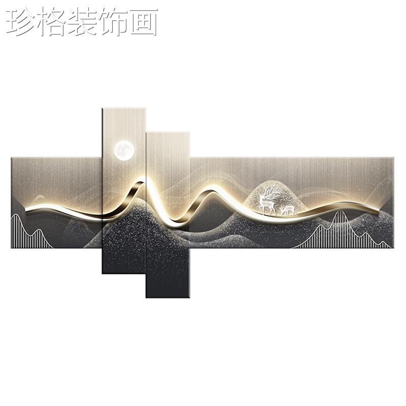现代轻客景厅奢装画麋鹿抽FXDS-000象线条沙发背墙挂画卧饰室高档