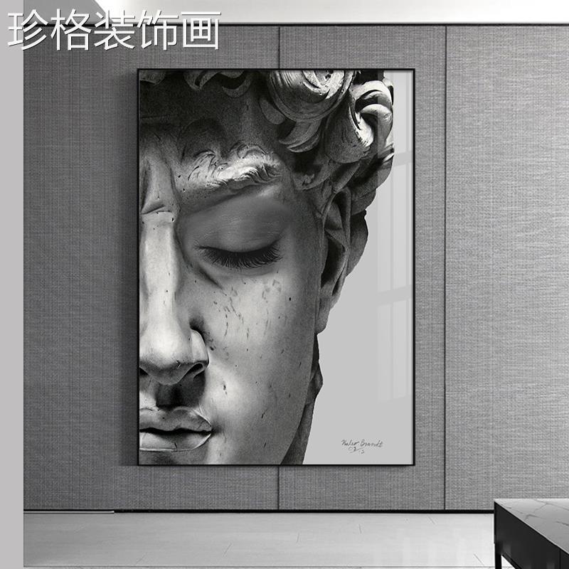 幅巨大幅物装饰画YYX-1560大画卫黑白素描雕塑落地画简约玄关挂大图片