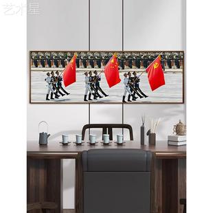 阅兵挂仪仗队气画国之脊三军横版梁壁画QM9170大客厅办公室背景墙