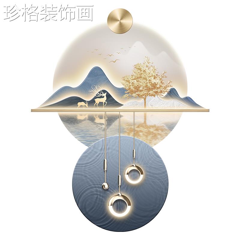 现代轻玄关装壁饰画入户走LWJH-005廊高级感福禄挂l画ed奢发光饰