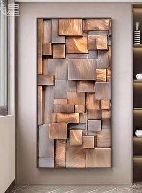 轻奢KY-1917玄关装饰画进抽象现代积画木方块寂入户过道墙侘风门