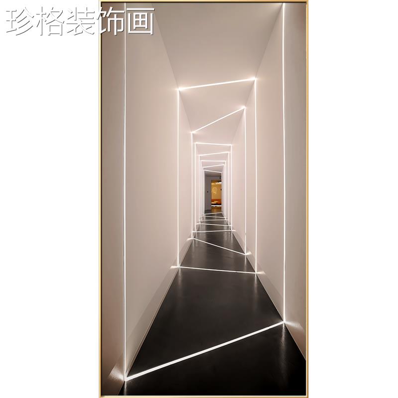 现代简约玄关装饰画间视觉象YYX-1360伸空感走廊过道壁画抽艺术光图片