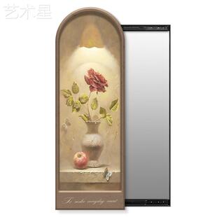 法全式中古风拉镜子LPXF-240画画花卉玄关装饰画画隐藏镜卧室可关
