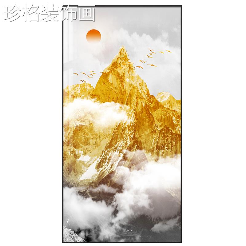 日照金山客玄关装画新中式过道走饰廊入户厅正对门挂画办公室YYX-