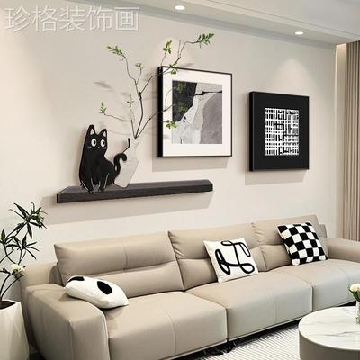 黑白抽象沙发背景墙装饰画2025新款现代简约客厅挂画高级感玄关画