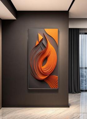 橙色几何走廊门轻口入画户玄关装高级感抽象壁KY-0345画奢过道尽