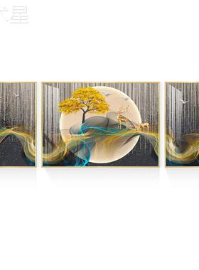 简约沙景墙背画轻发奢晶瓷餐厅现代创意过画道墙WS032586挂客厅三