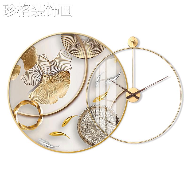 现代轻圆形关餐厅装饰画挂钟奢组合入户玄壁画客厅发YYFX-001背景图片