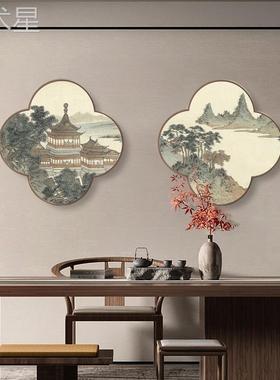 溥壁儒新中式厅装饰画四玄叶草关挂画沙发背墙墙画餐厅书房121864