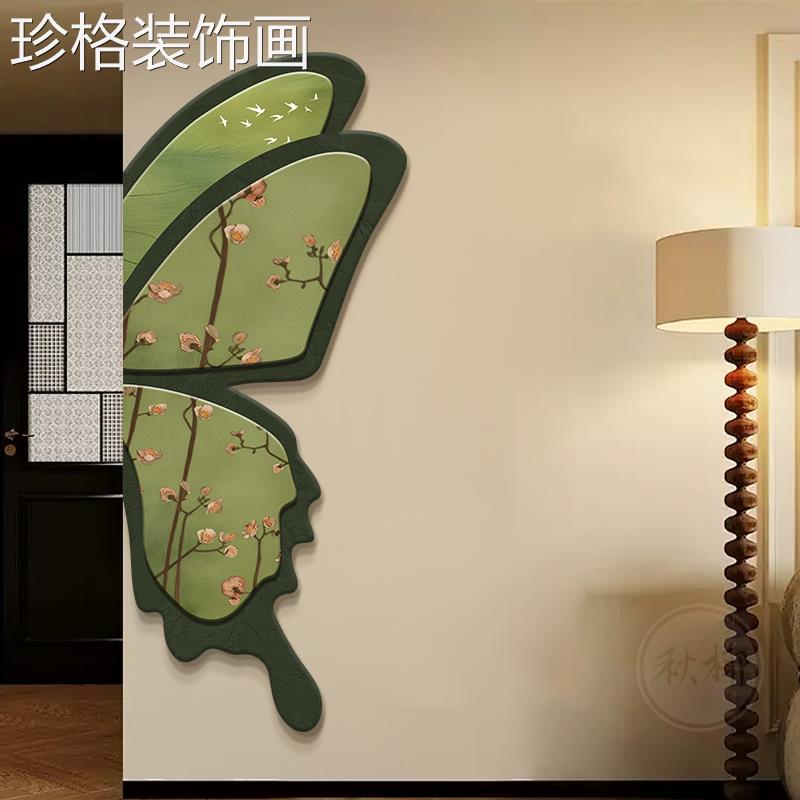 中古玄关装拐饰蝴蝶画电视背景墙壁画QY-385-B蝴蝶角风入户正对门图片