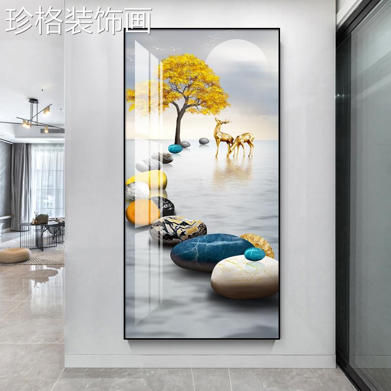 进门玄关装约饰画00480轻奢廊过道壁画走新竖版2022款现代简挂画图片