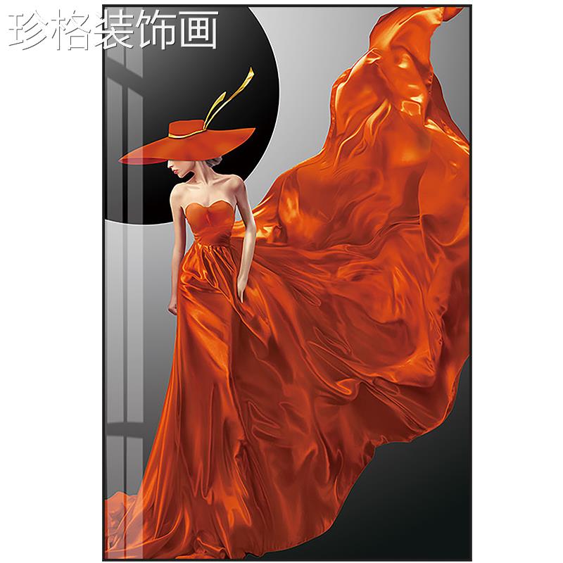 轻奢玄酒关装饰画人物艺术大幅落廊客厅挂画别YYX-1090墅地店走过图片