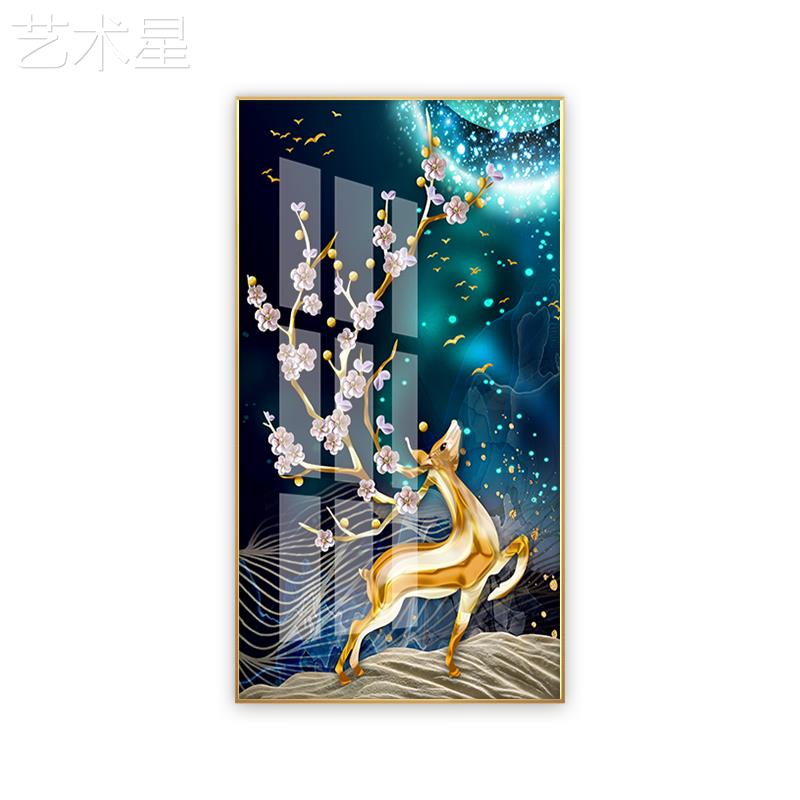 晶钻入户玄关装饰画画现代画简约竖版道风景画过进门墙L426客厅走