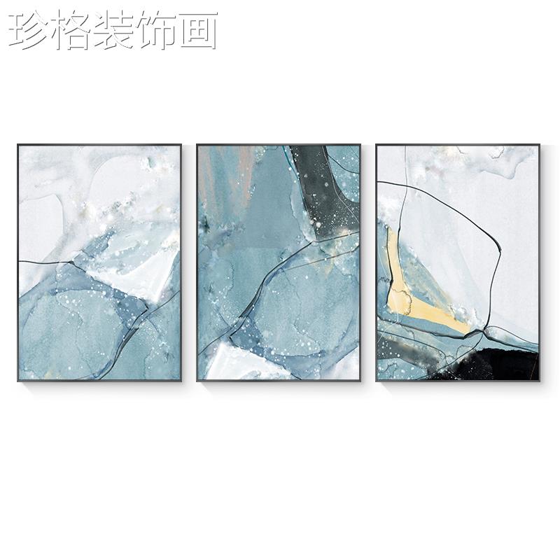 客厅装北饰联画沙发背景墙挂画象艺YYX-0730术现抽代餐厅三画欧风图片