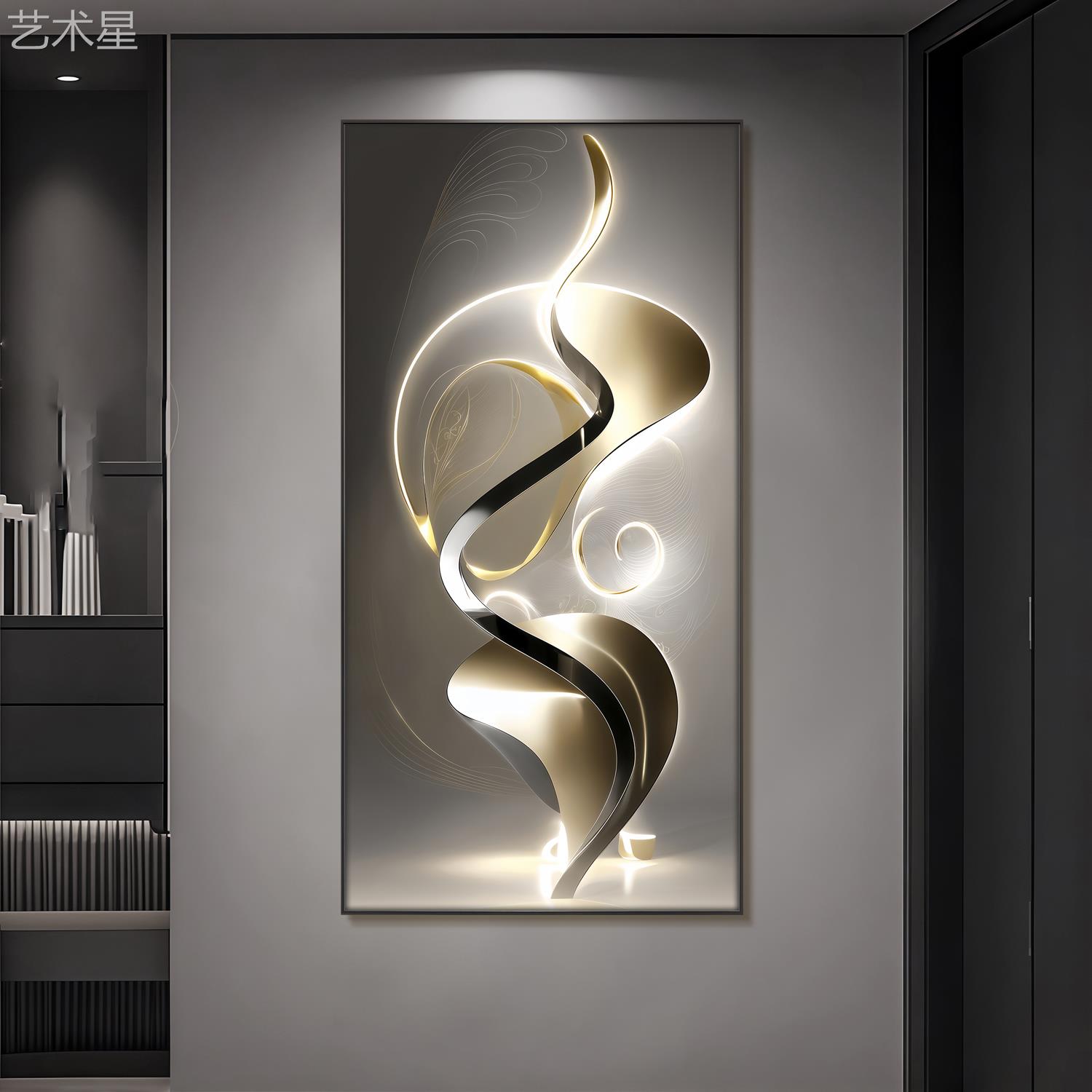 KungY过u5-0003轻奢石来a运转玄关饰画高级装感客厅道挂画现代房