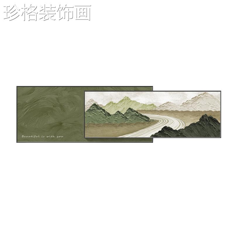 现代简约LWHM-000象厅装饰画客手肌理抽绘壁画高档背有靠山沙发背图片
