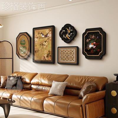 宋代美学客厅装饰画法式复古沙发背景墙挂画中古风高级感花鸟壁画