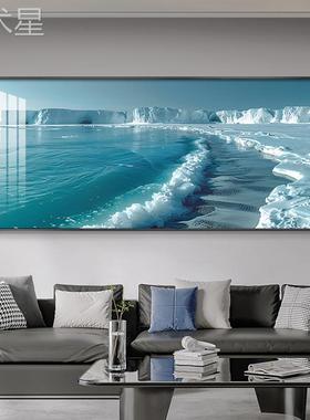 海天空现代简约客厅横沙发背景墙风装饰阔画蓝01245色景大海浪版