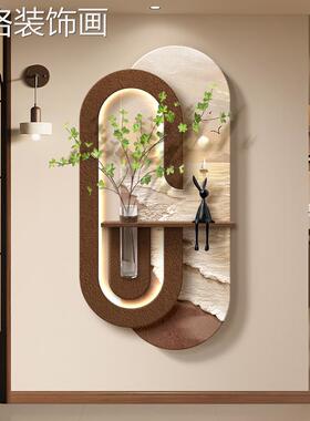 立体高级感入户关饰画砂岩玄水培装绿植正门挂对画走廊过YS52354-