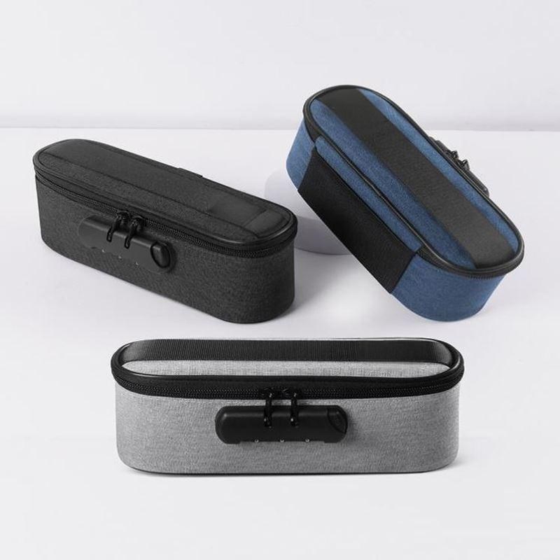 公张印章收纳盒一体款窄长型高档印章盒密码锁箱公章盒便携收纳袋