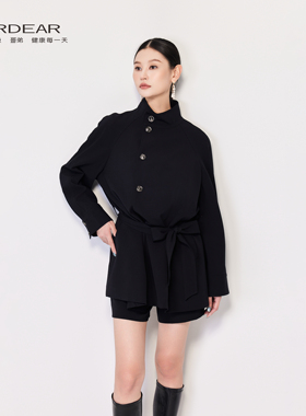 Girdear/哥弟早秋法式风衣长款通勤显瘦外套140077