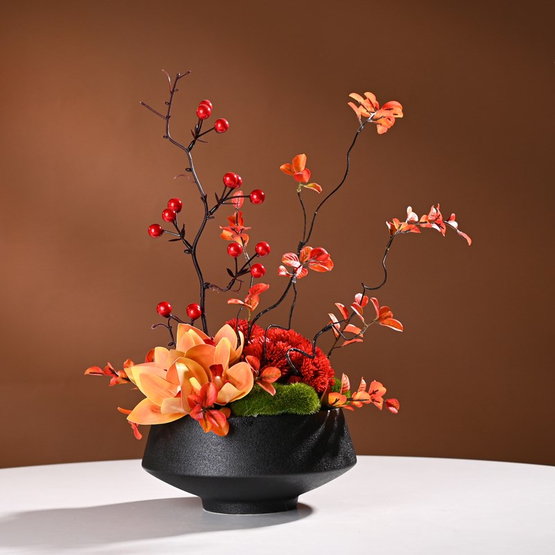 仿真花大圆桌中间摆件餐厅摆放装饰花转盘假花高端酒店餐桌花摆花