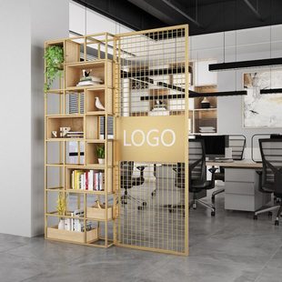 铁艺隔断屏风办公室客厅餐厅铁网置物架工业风书架公司定制展示架