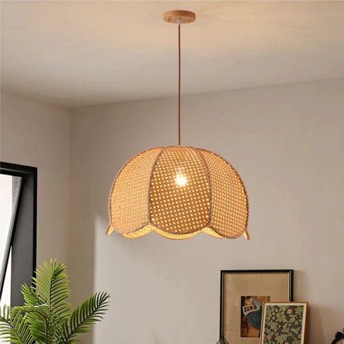 日式田园餐厅藤艺吊n灯东南亚民宿卧室灯具侘寂客厅复古茶室藤编