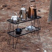 野营桌露营 备黑T户外柯曼C多用窄化折叠B置物架22桌 铁网9露营装