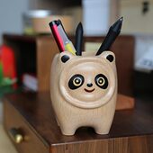 冰生生日礼物儿童男墩实木桌创意笔公仔可爱面收纳盒女生木质娃筒