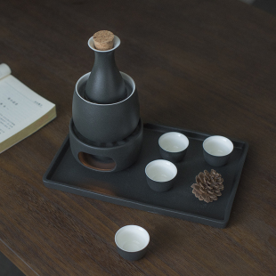 陶瓷日式 禅风黑陶家用清酒酒具套装 酒器小酒盅分酒器白酒杯烧酒壶
