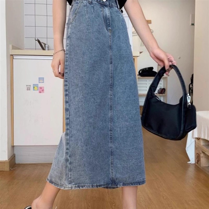 大码蓝色复古牛仔半身裙女2025夏季新款a字通勤百搭高腰显瘦包臀