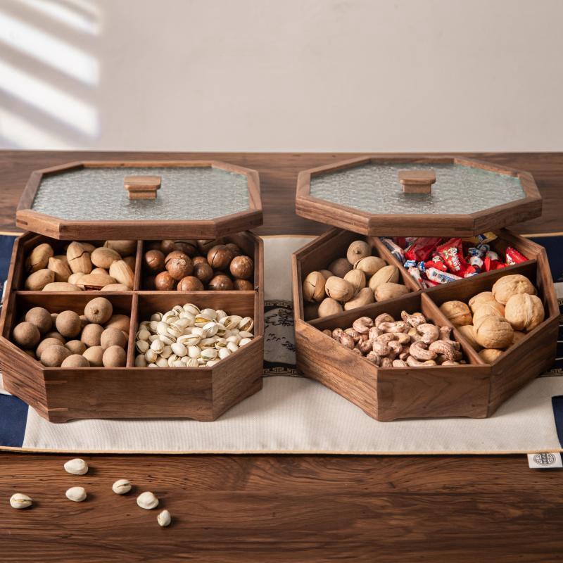 北美黑胡桃茶几实木果盘轻奢新款客厅家用糖果盒水果盘干果收纳盒
