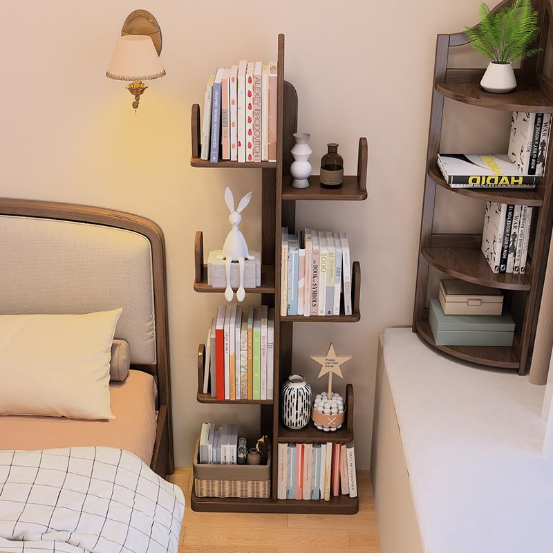 掘素实木树形书架置物架落地省空间简易创意儿童多层绘本收纳架