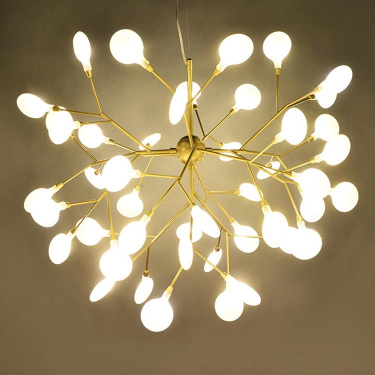 北欧灯具客厅卧室餐厅灯饰后现代简约树枝铁艺创意led萤火虫吊灯