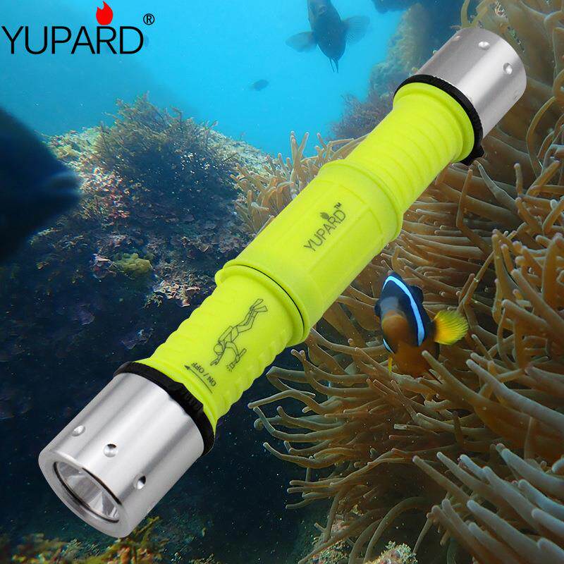 强光双头潜水手电筒远射防水白黄光补光Q5潜水带电池充电器