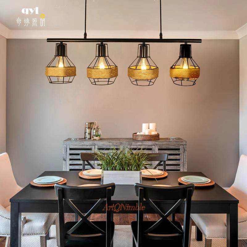 新款美式复古工业风餐厅餐桌吧台收银台上方吊灯长条花店奶茶店灯