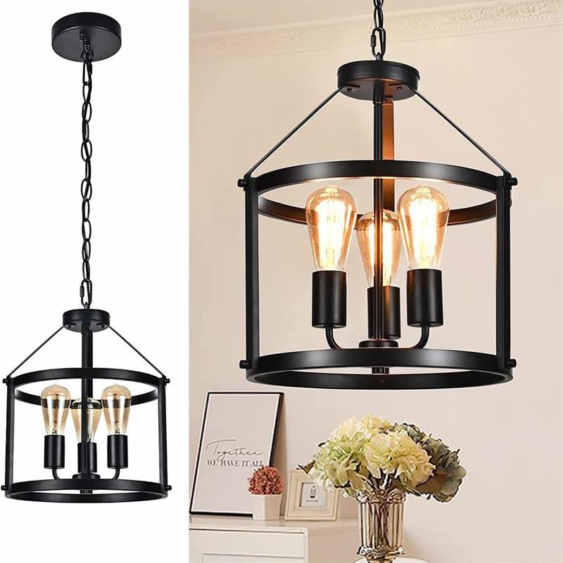 卧室吊灯美式复古工业创意过道走廊3头餐厅吧台亚马逊led水晶吊灯