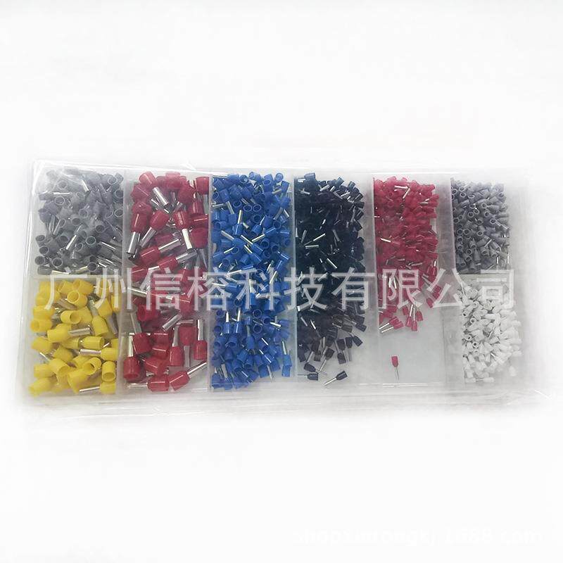 厂家直销1300pcs冷压管型端子组合+红+蓝护套钳子0.25-6