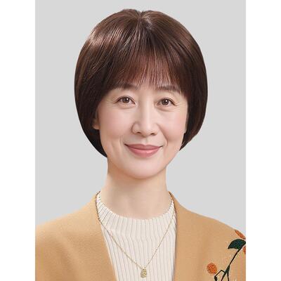 假发女短发全头套真人发丝自然短发中老年女士假发套光头专用假发