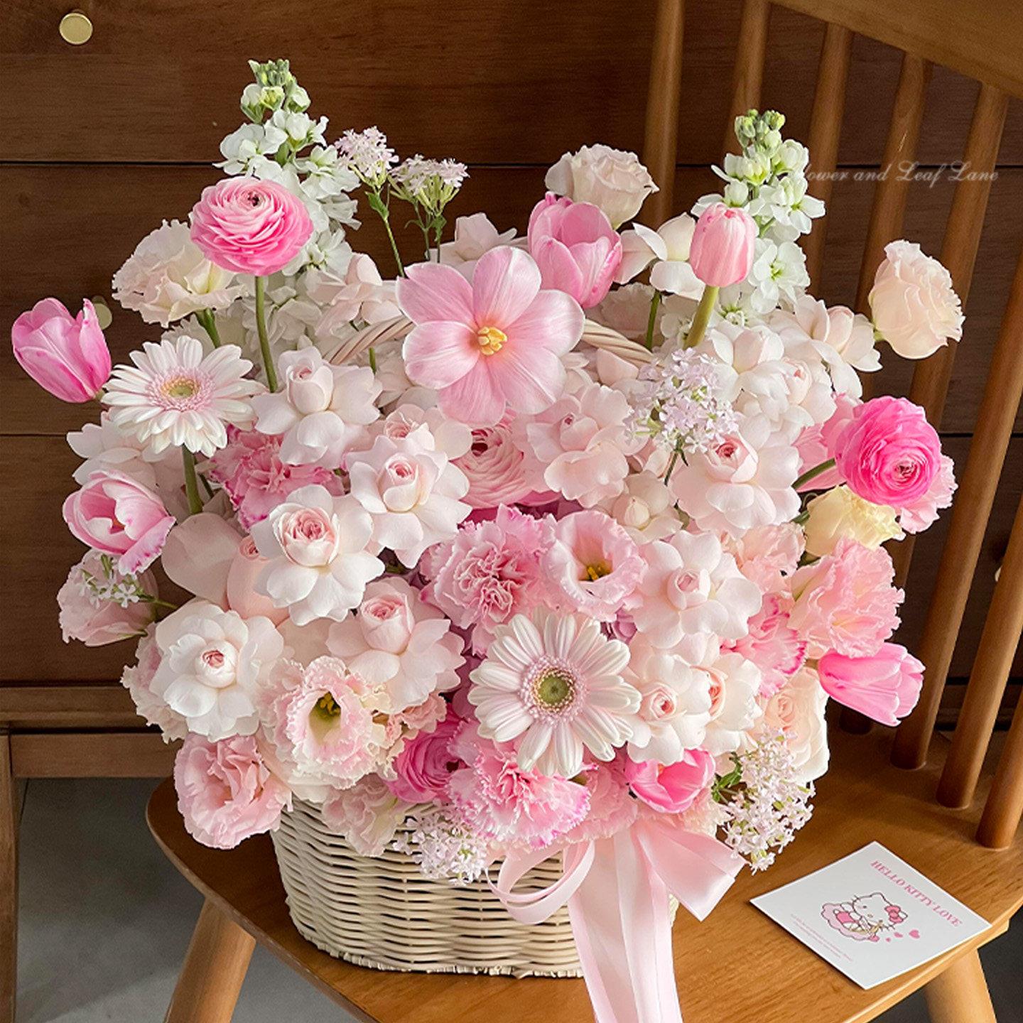 浪漫ins花篮康乃馨玫瑰混搭花束成品仿真花母亲节花束送妈妈长辈