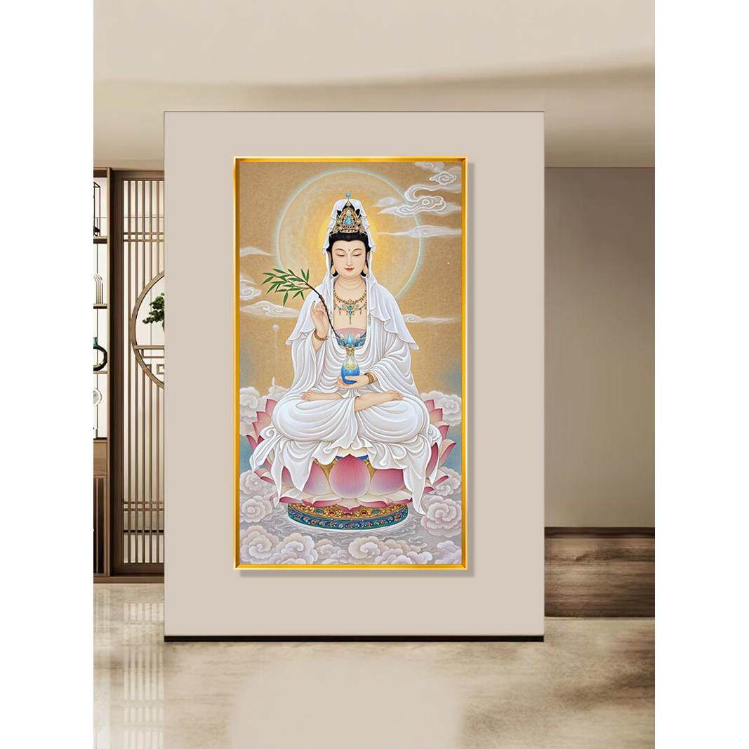 人物满绣2025新款线绣竖版观音十字绣坐莲观音十字绣莲花菩萨挂画